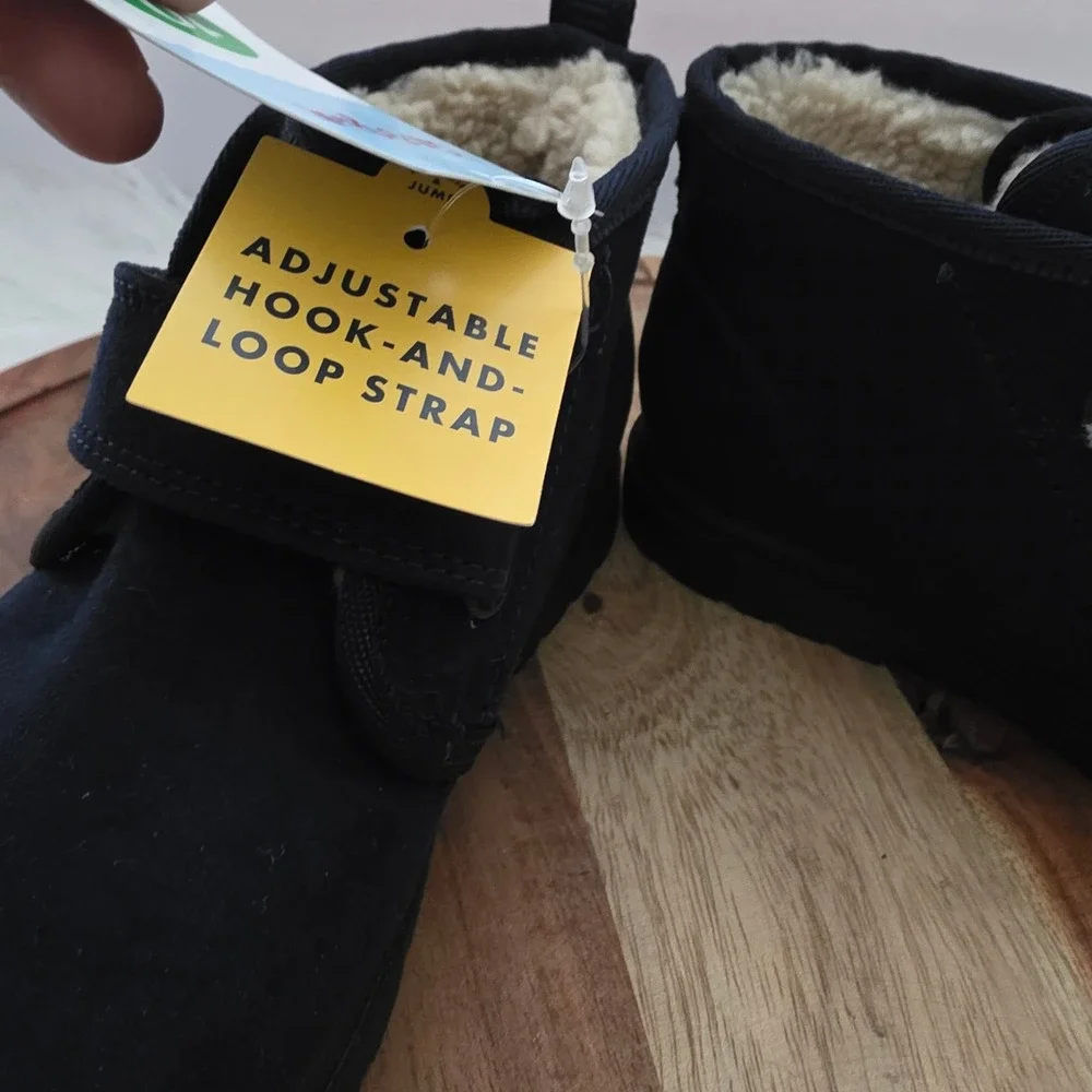 Cat & Jack Ankle Boots Toddler 10 Navy New Faux Fur Hook and Loop Magnus